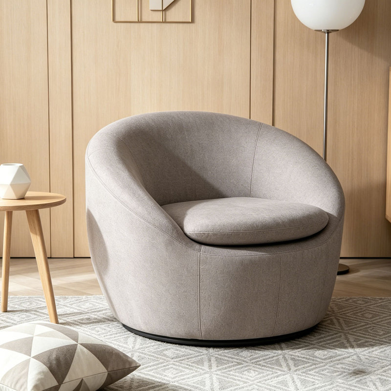 Fauteuil demi-tonneau, pivotant à 360 °, Tissu gris