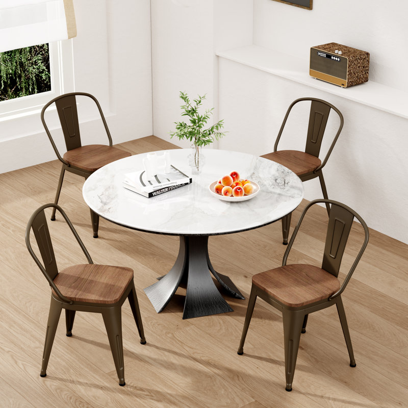 Chaise d'appoint à dossier haut 18 po avec sièges en bois, Rouillé