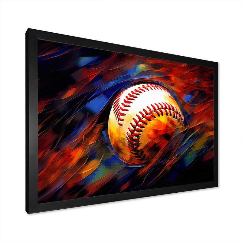 Baseball Abstract Glory I - Sports, art mural sur toile, H 34 po x l 44 po x P 1,5 po, Cadre photo noir