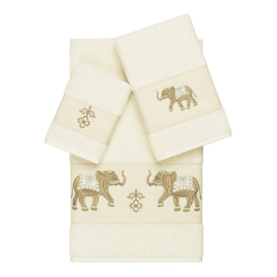 Quinn 100% Turkish Cotton Embellished 3 Piece Towel Set