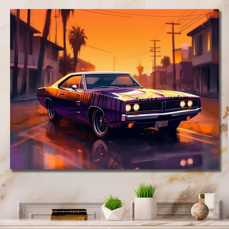 Marietta, mauves et jaunes rugissant sur toile, H 12 po x l 20 po x P 1 po, Toile tendue