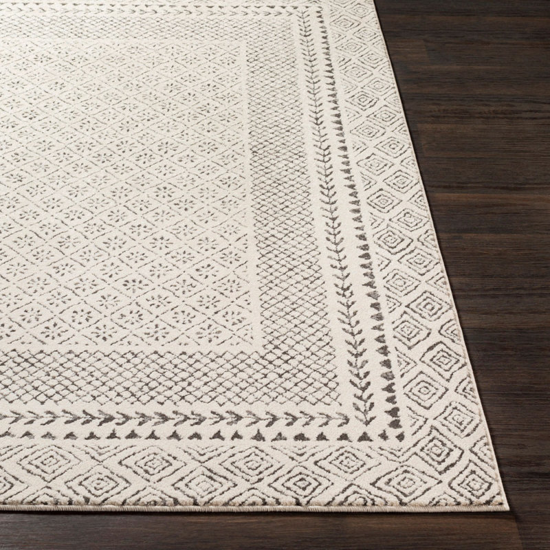 Light Beige Traditional Rug, Bordered Stain Resistant Rug For Living Room, Dining Room, Bedroom, Rectangle 80 x 150 cm