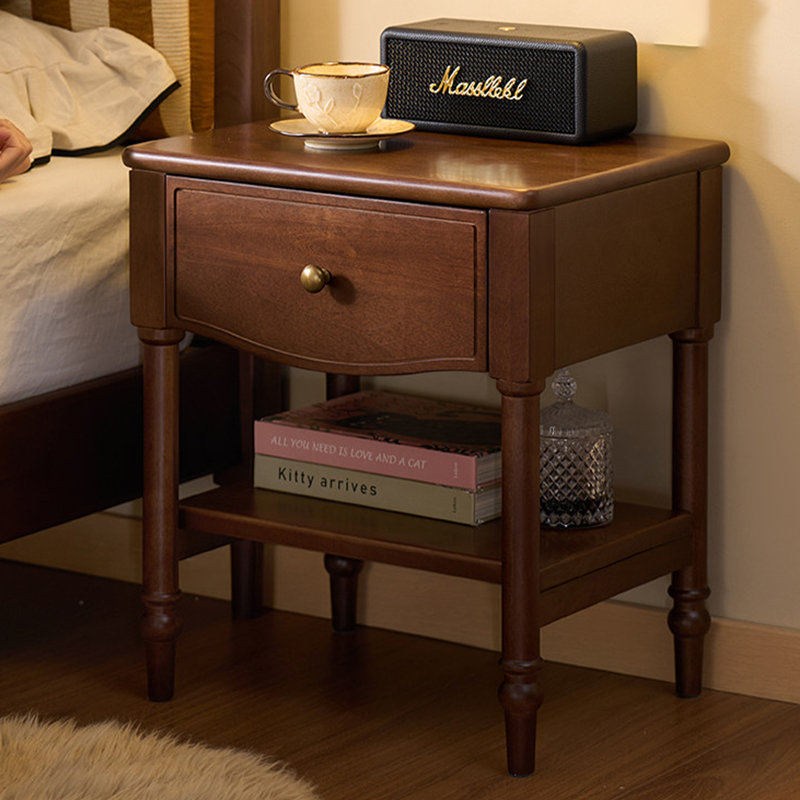 Solid Wood Birch Nightstand Bedside Table with Storage Drawer and Modern Design for Bedroom Furniture