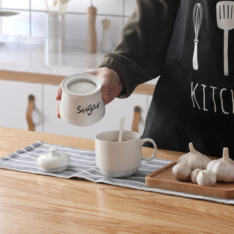 Bol à sucre en céramique 12 oz avec couvercle et cuillère