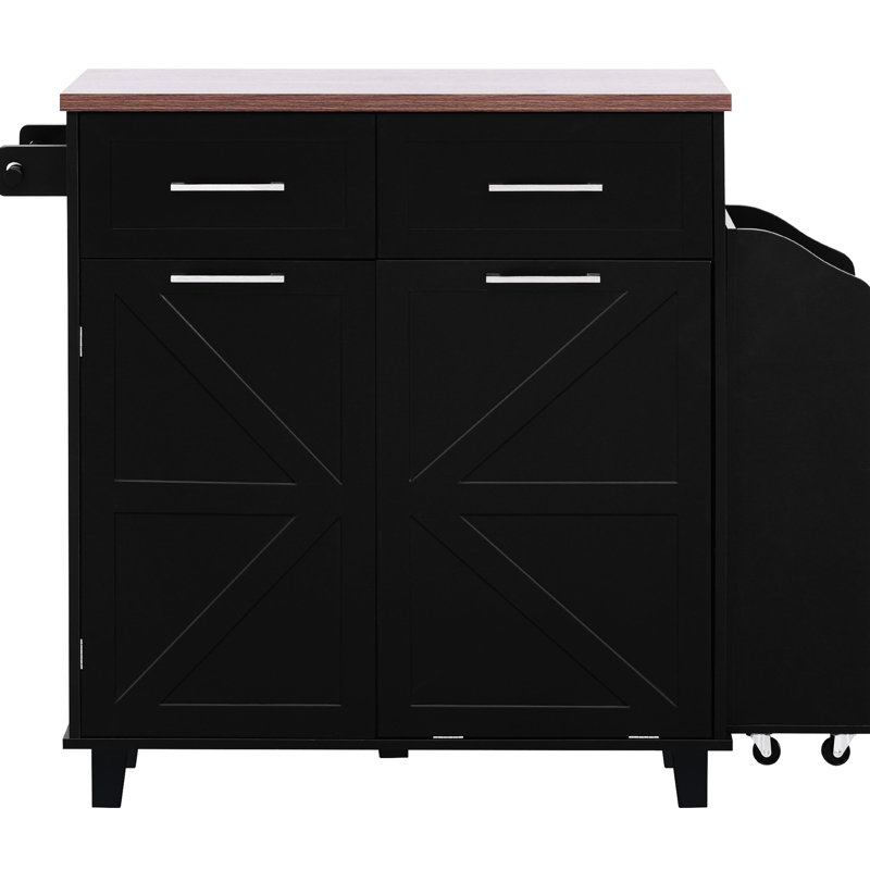 Style Kitchen Island, Drop Leaf, 2 Drawers, 9 Wheels, Adjustable Shelf Style, 47.2" Storage, Leaf Design, Shelf, Pot Organizer