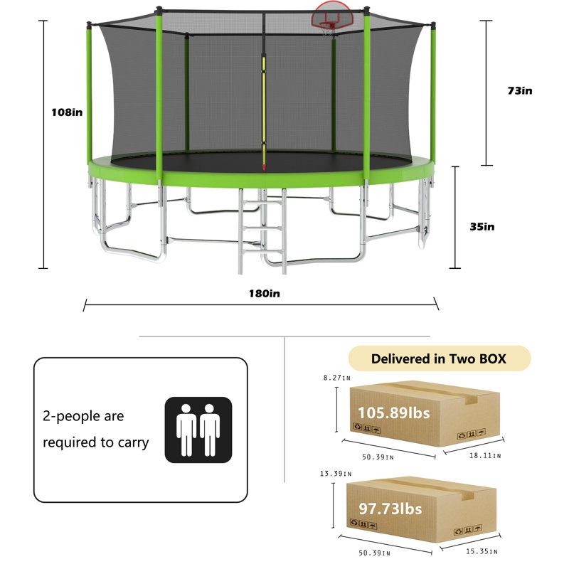 Filet de trampoline 15pi, Vert