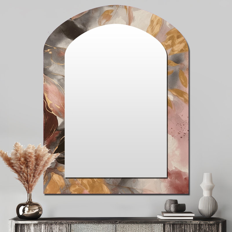 Élixir aux herbes dorées - miroir asymétrique aux herbes, miroir mural unique en forme d'or, 43 po x 33 po