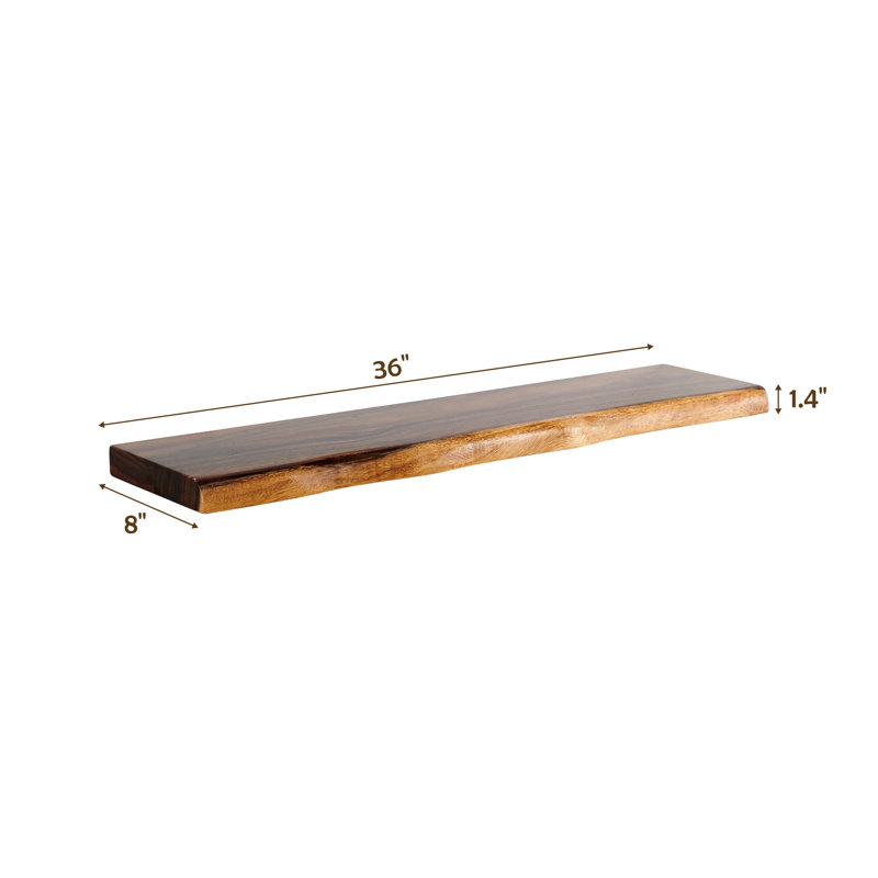 2 Piece Wood Floating Shelf, 3.6cm H x 91.4cm W x 20.3cm D