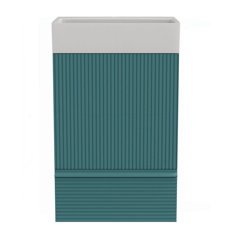 Meuble-lavabo rayé 20 po avec lavabo en céramique, Turquoise