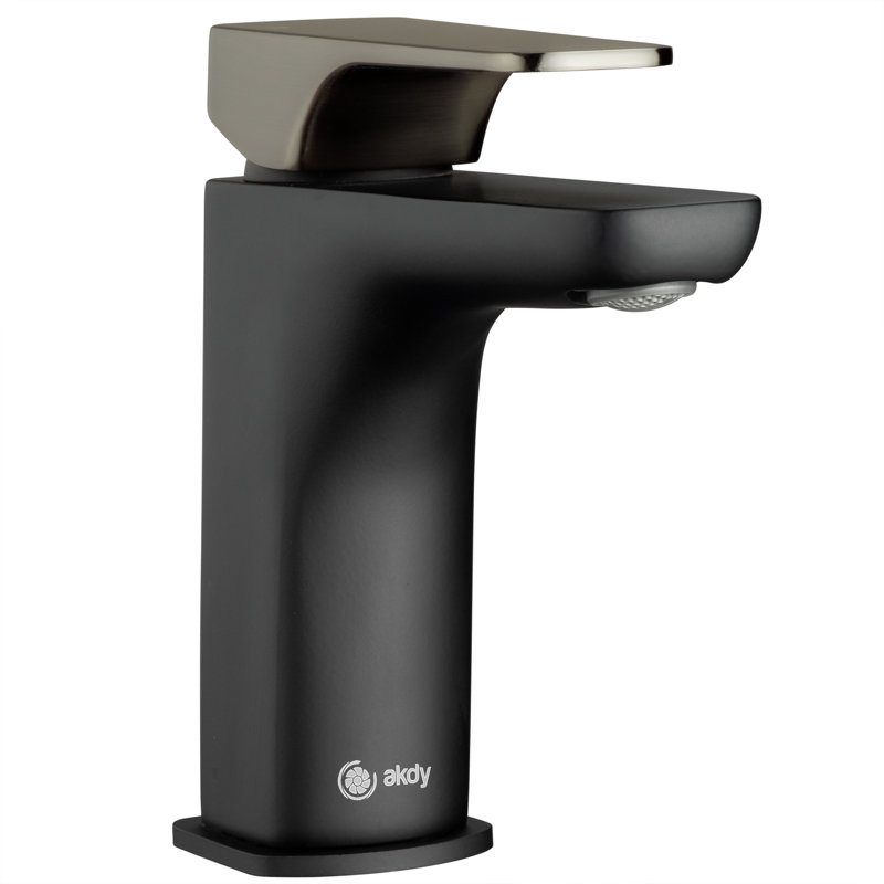 Single Hole Bathroom Faucet,  Matte Black/Brushed Graphite Black Handle
