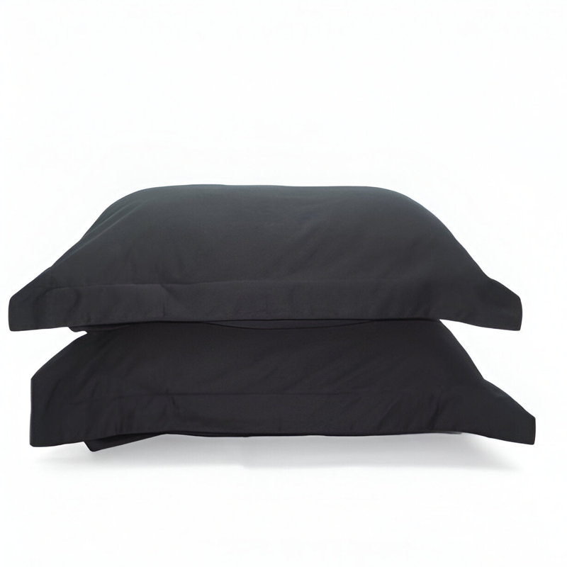 400TC Sateen Solid Cotton Pillow Sham, Black 