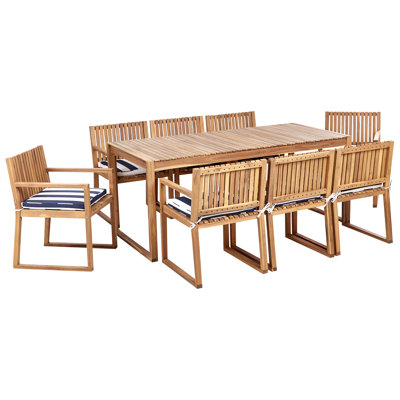 Adamina 8 - Person Acacia Patio Dining Set with Rectangular Table , Cushions Included
