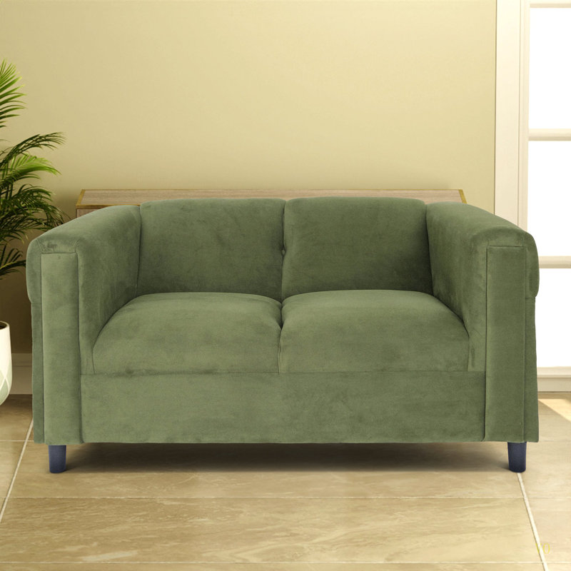 Canapé-lit en suède vert pour le salon, causeuse moderne pour petits espaces et chambre à coucher avec structure en bois massif