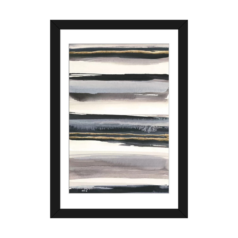 «Gilded Gray IV», reproduction d'art sur toile, H 24 po x l 16 po x P 1 po, Papier d'art encadré noir, Blanc