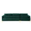 Canapé modulaire rembourré en mousse avec méridienne en velours - aspect moderne Mid-Century, structure en bois massif, pieds dorés en laiton, coussins de siège amovibles, rembourrés, modernes et en métal, conception en forme de L
