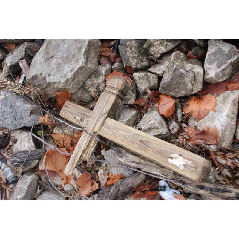Wooden Cross On Rocks - Wrapped Canvas Art Prints, 30cm H x 46cm W