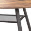 120cm Round Dining Table with Storage Shelf for 4-6 People, Industrial Circular Kitchen Desk with Cross Metal Legs, Rustic Brown, 120x120x75cm