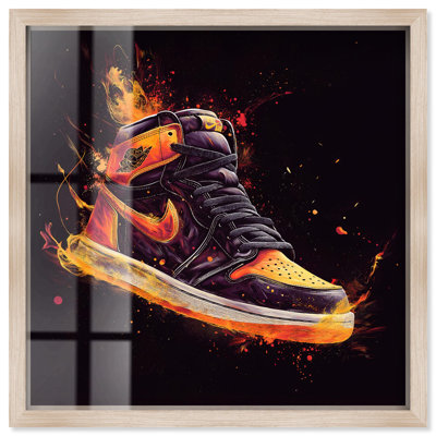 «Jumpman on Fire II Shadowbox Print Sneaker» par Art Remedy