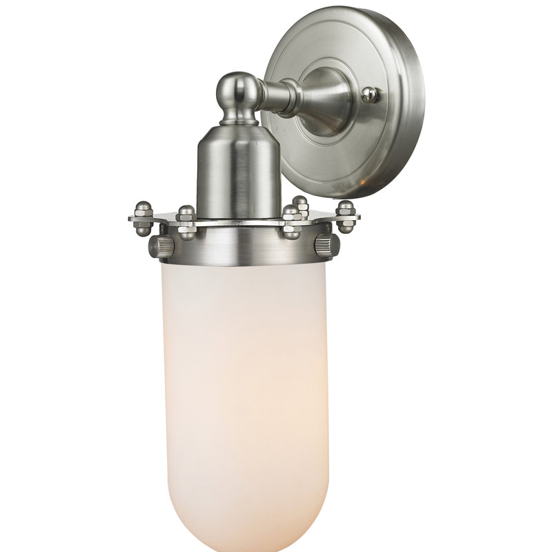 Applique murale à bras 1 lumière Mikell, Boîtier blanc mat, Ampoule DEL rétro à intensité réglable de 3 W
