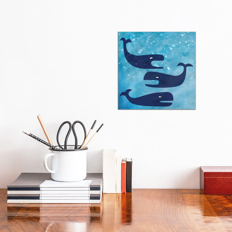 Whales by Nic Squirrell - Wrapped Canvas Print, 30.48cm H x 30.48cm W x 1.91cm D