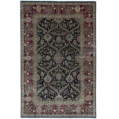 Tapis noir et rouge de haute qualité noué à la main