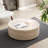 39.37" Round Faux Marble Coffee Table - Fully Assembled, Modern Fiberglass Pedestal Base-1083246442