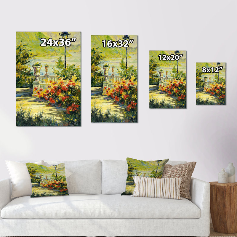 «Green Coastal Spring Landscape», impression sur bois vert traditionnel, H 20 po x l 12 po, Toile tendue