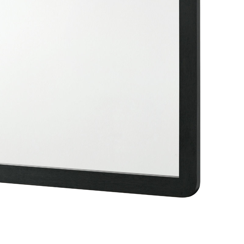 Miroir de commode Cavy, coins arrondis et verre plat, mélamine noire