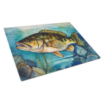 Smallmouth Bass Glass Cutting Board Large