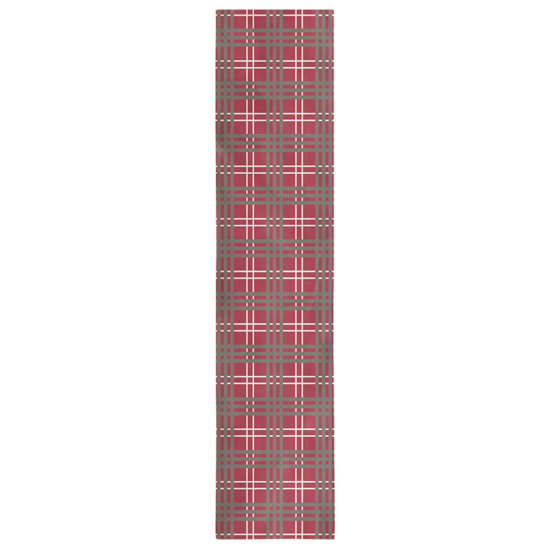 Chemin de table en polyester payant, L 90 po x l 16 po, Rouge / blanc / étain