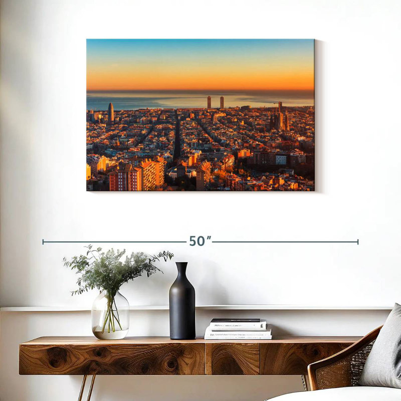 Horizon du coucher du soleil de Sirci à Barcelone, H 24 po x l 36 po