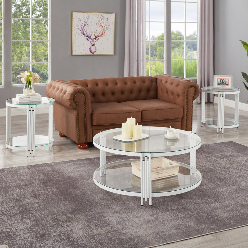 3 - Piece Glass Top Table Set For Living Room