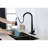 Stainless Steel Single Handle Faucet With Pull Down For Kitchen Sink, Matte Black Shade, 360 Rotatable High - Arc Nozzle, Three Water Output Types  Stream, Spray,  , Effortless Temperature And Flow-156473683
