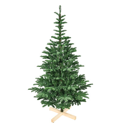 8ft Christmas Decor Tree With 500 Led Warm White Lights, 1307 Branch Tips, Wooden Base For Indoor Home Holiday Celebrations Realistic Decorative Support Festive