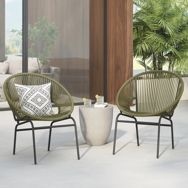 Outdoor Side Chair(Set of 2), Green/Black