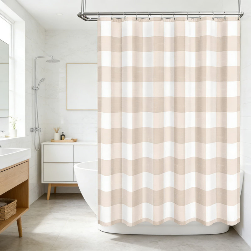Ensemble de rideau de douche Classic Gingham, Beige