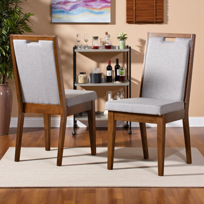 Ulric Gray Fabric and Walnut Brown Wood Dining Chair, 37.31'' H X 17.51'' W X 20.51'' D