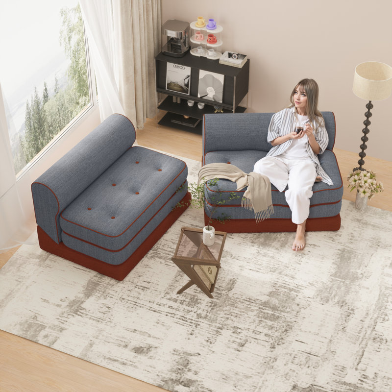 Ebern Designs Modular Building Block Sofa, Customizable Sectional Lounge Couch with Flexible Seating for Living Room, Apartment and Family Room