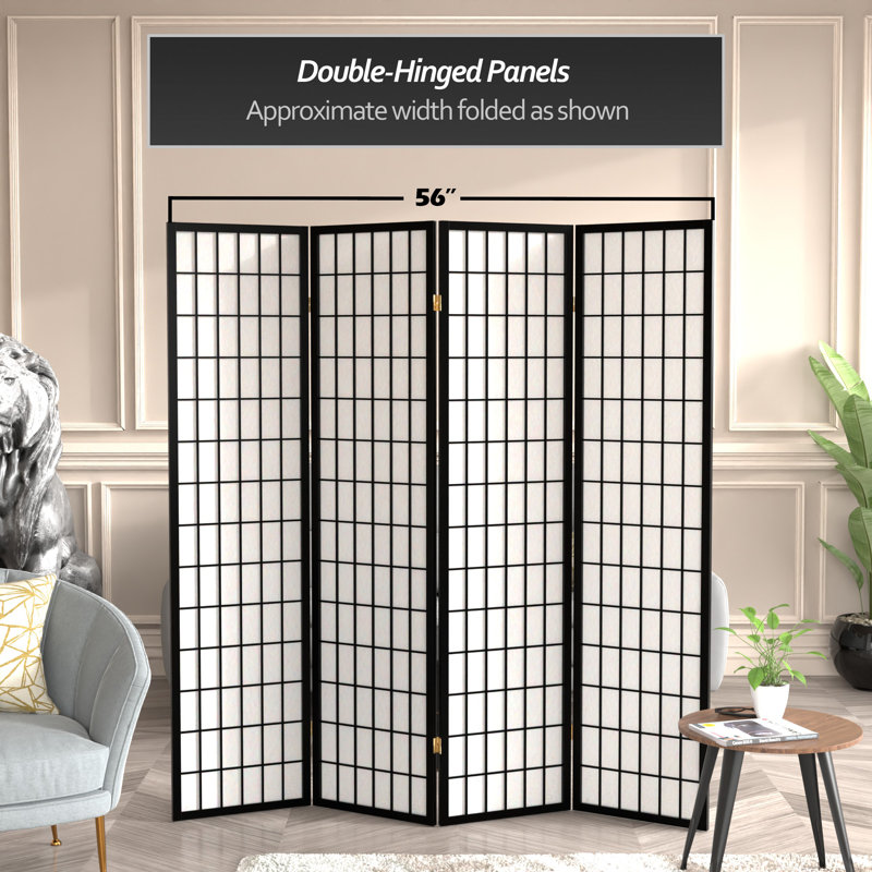 Paravent Shoji pliable Alex 70'' H, Noir, 4