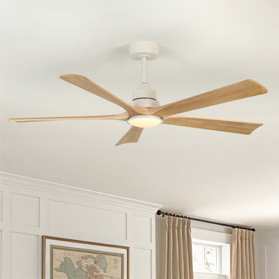 Ventilateur de plafond blanc à intensité variable 52 po avec lumières réversibles et télécommande 3CCT Karlena 6 vitesses