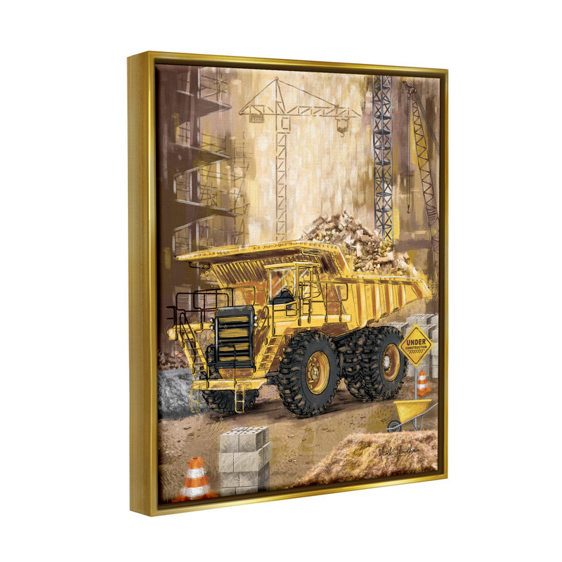 " Under Construction Site ", Metallic Gold Floater Frame, 21" H x 17" W x 1.7" D