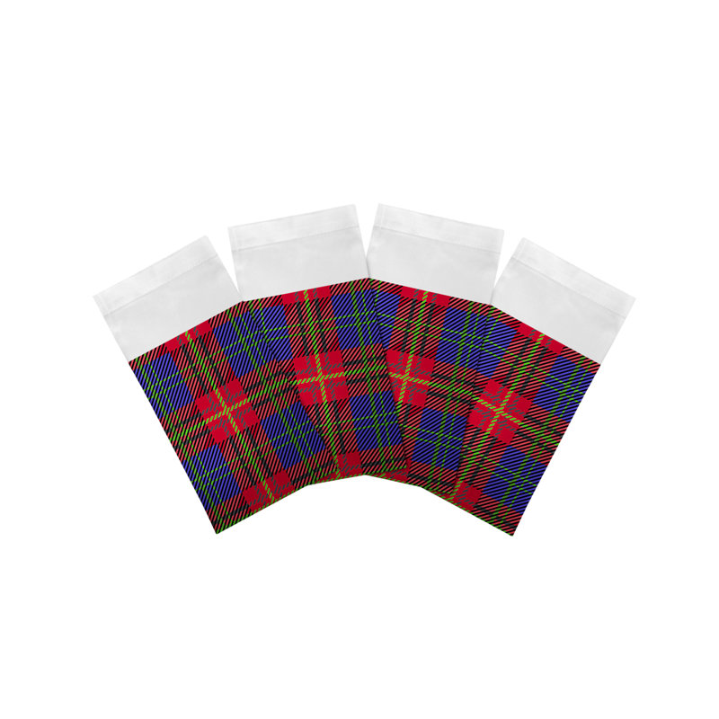 Christmas Tartan Red Cotton Sateen Dinner Napkins, Blue
