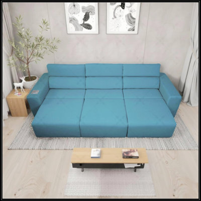 Power Reclining Sofa, Electric 3-Seat Recliner With Bluetooth Stereo, Wireless Charging, And Side Pocket For Ultimate Comfort And Convenience