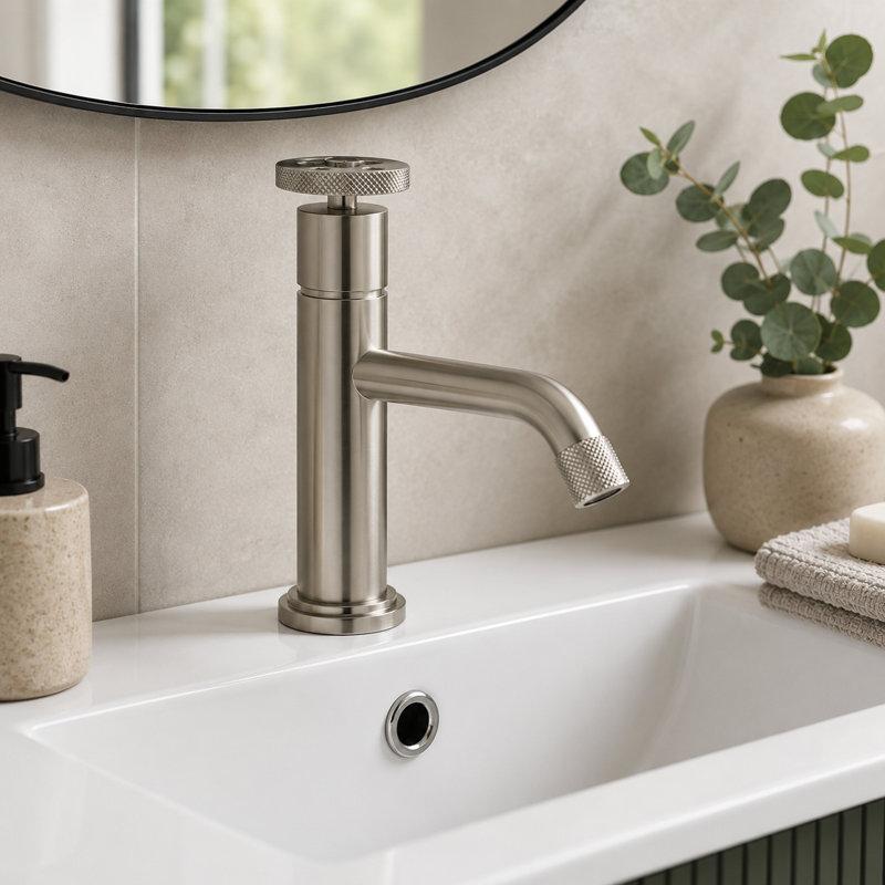 Robin Mono Basin Mixer Tap - Brushed Nickel, Brushed Nickel