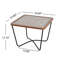 Table basse moderne carrée avec plateau en verre et base en métal