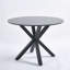 Table de salle à manger de 42,1 po de style Mid-Century noir pour 4 à 6 personnes avec plateau rond en bois aggloméré (table basse incluse, sans chaises)-183267738-183267741