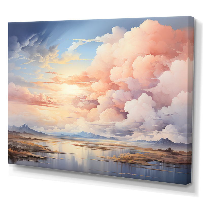 Fantaisie, ciel, paysage, minimalisme I, Toile tendue, H 16 po x l 32 po