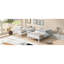 Lit simple superposé au-dessus d'un lit double pour l'espace de la chambre à coucher - Blanc et coffre-fort avec garde-corps inclus-429006559