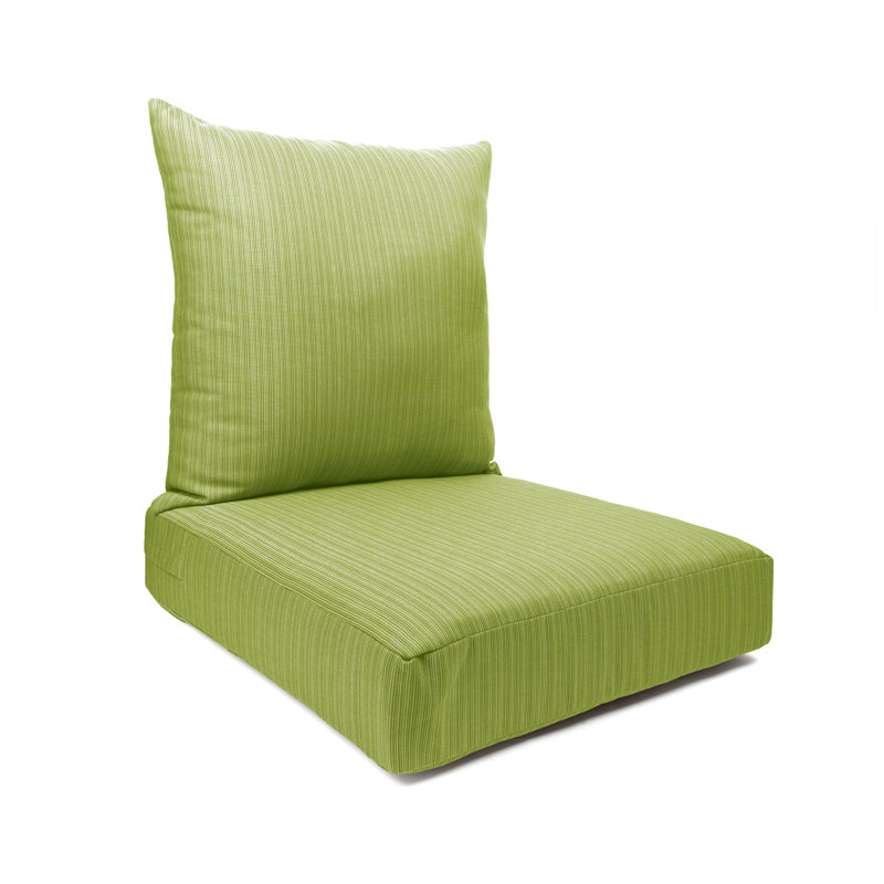 Knife Edge Seat Cushion With Zipper Closure And Knife Edge, Plain Back Cushion, With White Polyester Padded Fill., Kiwi