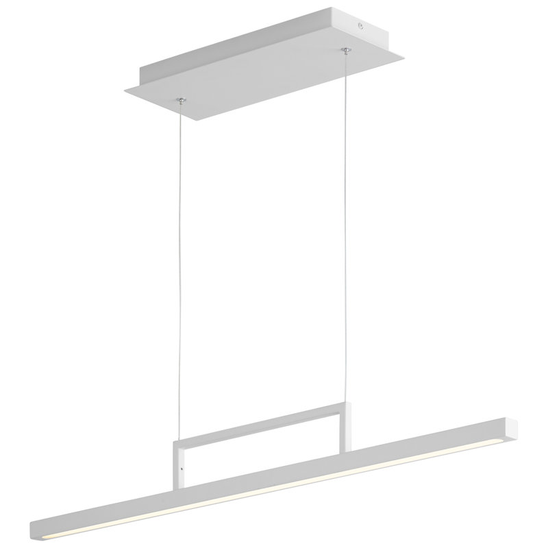 Luminaire suspendu linéaire à 1 lumière pour îlot de cuisine Gasperone, H 129,5 po x l 33 po x P 5,9 po, Blanc